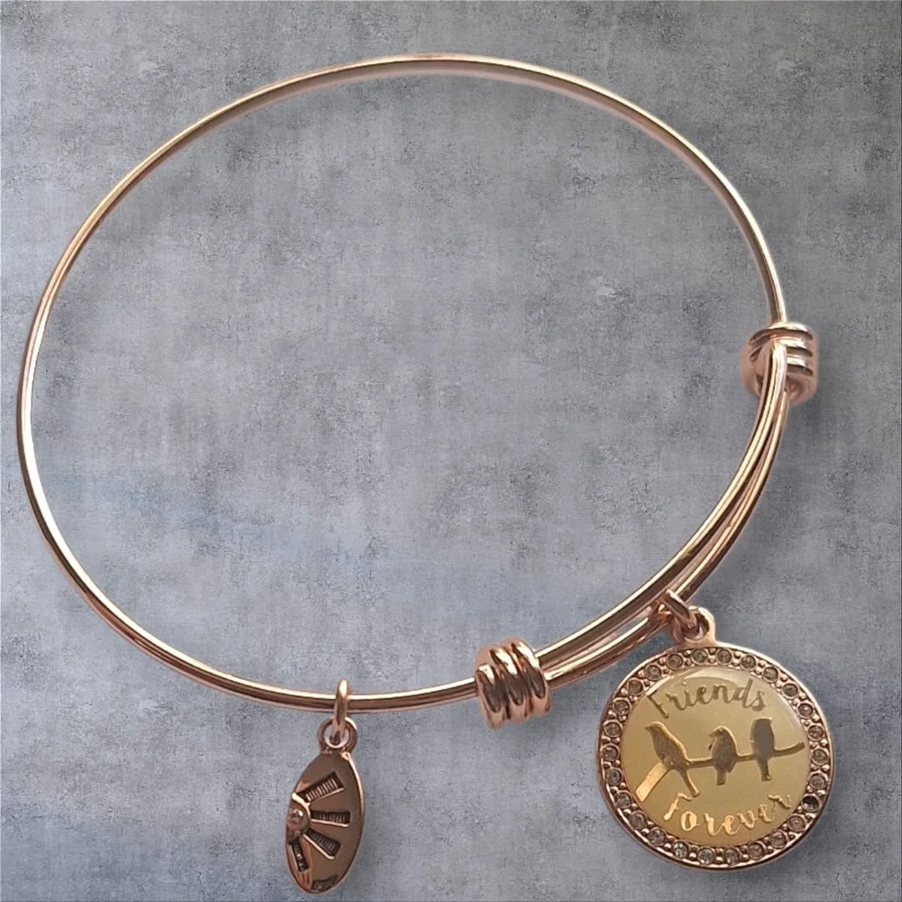 Unwritten Rose Gold Bangle Bracelet with Charms